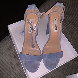 Blue suede heels